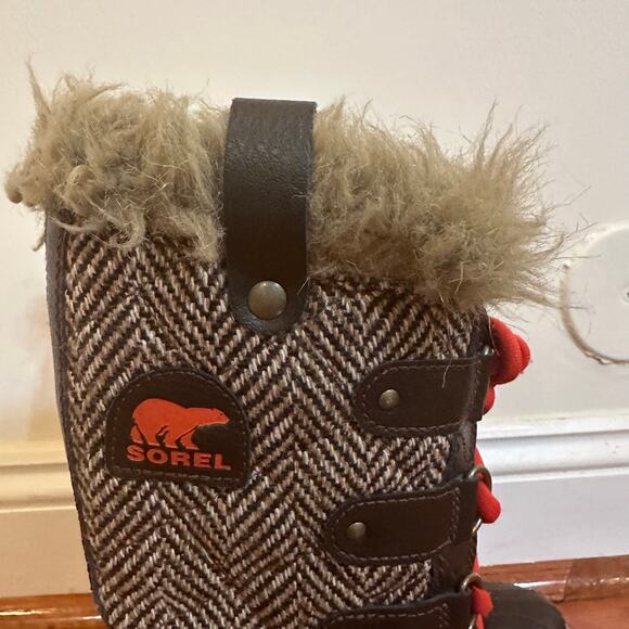 Sorel Tofino Tall Herringbone Fur Winter Boots Women's Sz 6.5 - Picture 2 of 11